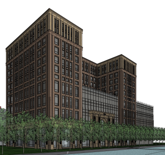 现代办公楼草图大师模型，办公楼sketchup模型免费下载