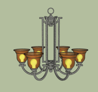 现代吊灯skp模型，吊灯草图大师模型下载