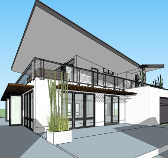 现代独栋别墅su模型免费下载，sketchup别墅草图大师模型