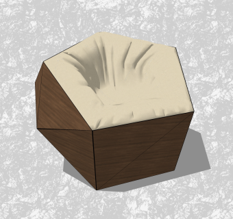 现代布艺创意小座椅su模型，休闲椅草图大师模型下载