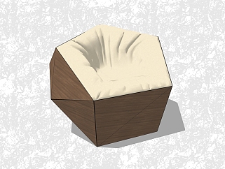 现代布艺创意小座椅su模型，休闲椅草图大师模型下载