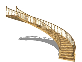 现代旋转楼梯草图大师模型，旋转楼梯SKB文件下载