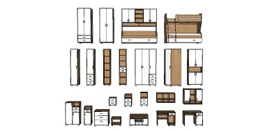 现代衣柜组合草图大师模型，衣柜sketchup模型下载