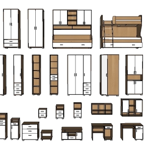 现代衣柜组合草图大师模型，衣柜sketchup模型下载