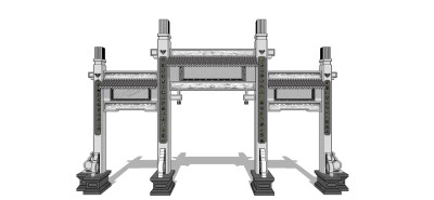中式牌坊草图大师模型下载、牌坊su模型下载