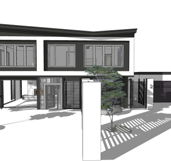 现代别墅草图大师模型下载，别墅SKP模型下载