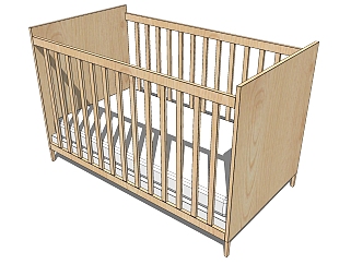 日式婴儿床SU模型，婴儿床skb文件下载