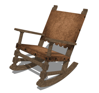 现代摇椅草图大师模型，实木摇椅su模型下载