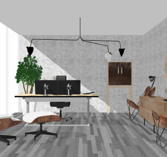 现代简约风书房家具草图大师模型，书房家具sketchup模型下载