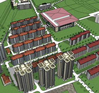 现代小区免费su模型下载、小区免费草图大师模型下载