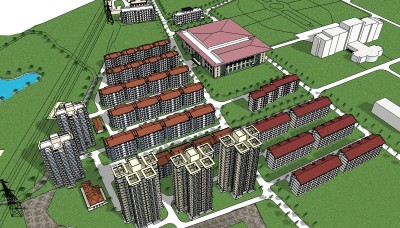 现代小区免费su模型下载、小区免费草图大师模型下载