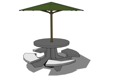 户外桌椅组合草图大师模型，桌椅组合SU模型下载