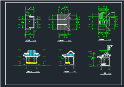 现代特色半亭CAD施工图，亭子CAD施工图纸下载