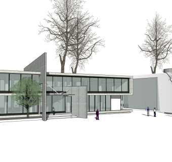 现代售楼处建筑方案草图大师模型，售楼部建筑sketchup模型免费下载