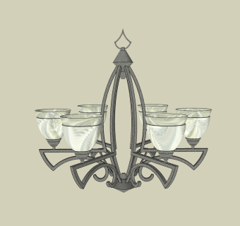 现代吊灯su模型，吊灯草图大师模型下载