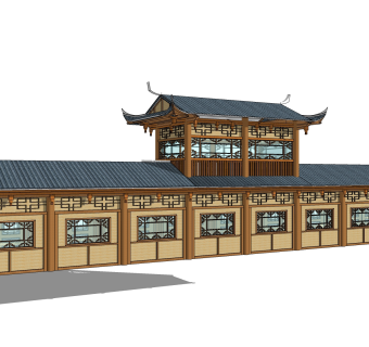 新中式苗族风格木制草图大师模型，古建民俗sketchup模型免费下载