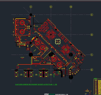 现代澳门8餐厅CAD施工图，澳门8餐厅CAD建筑图纸免费下载