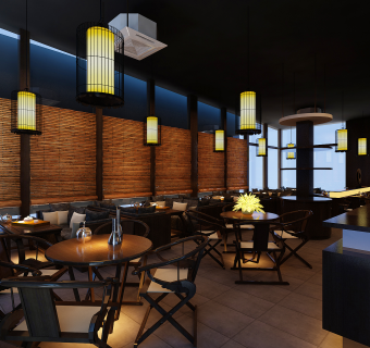 中式餐厅空间施工图，餐厅CAD设计图纸下载