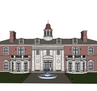 欧式独栋别墅草图大师模型，sketchup别墅su模型下载