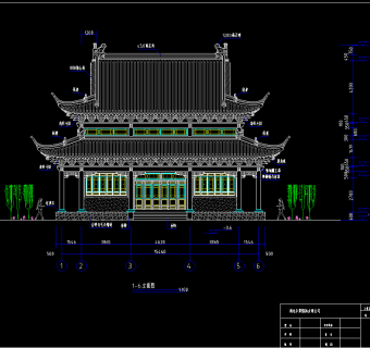 寺庙大殿施工图，寺庙大殿CAD建筑图纸下载