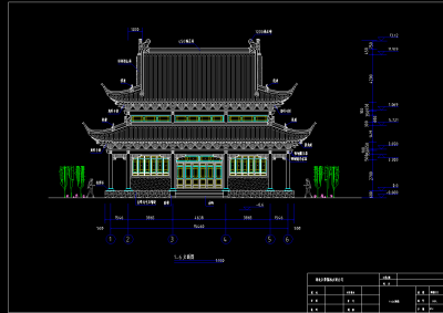 寺庙大殿施工图，寺庙大殿CAD建筑图纸下载