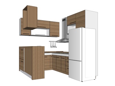 现代简约橱柜sketchup模型，岛型橱柜草图大师模型下载