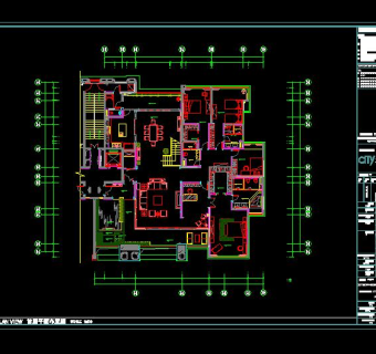 祥细客厅卧室家装户型图三居CAD，免费下载