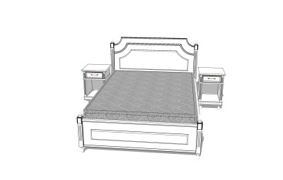 古典双人床草图大师模型，双人床SU模型下载