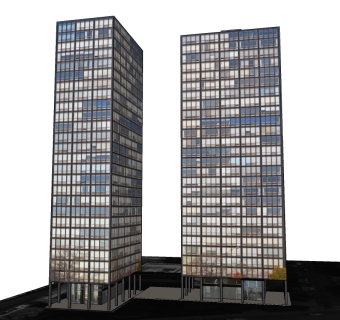 路德维希·密斯·凡·德·罗湖滨住宅草图大师模型下载