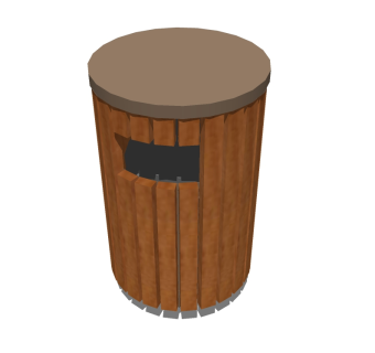 现代木制垃圾箱草图大师模型，垃圾桶SU模型下载