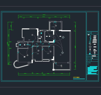 祥细家装户型图三居CAD，免费下载