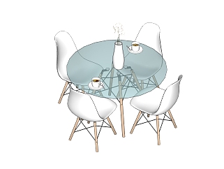 北欧餐桌椅<em>草图大师</em>模型，餐桌<em>椅su</em>模型下载