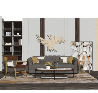 现代简约布艺沙发草图大师模型，沙发su模型下载