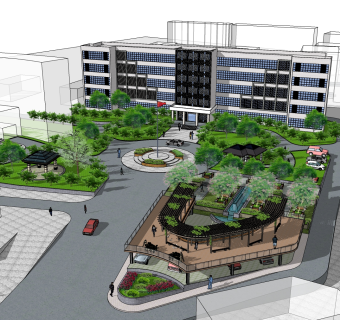 现代办公楼草图大师模型，办公楼sketchup模型免费下载