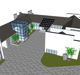 现代简约建筑会所模型，sketchup模型免费下载