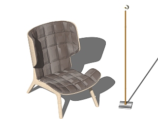 北欧实木休闲椅草图大师模型，休闲椅sketchup模型下载