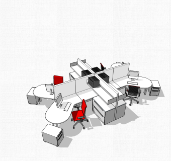办工桌草图大师模型，办工桌sketchup模型，办工桌su素材下载