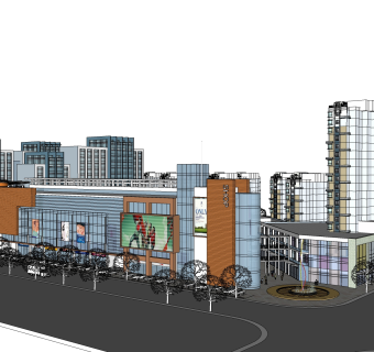 现代大型商场草图大师模型，商业综合体sketchup模型免费下载