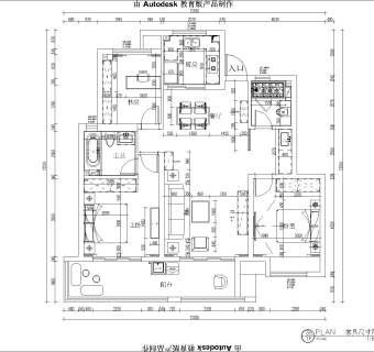 北欧三室两厅110㎡朗未来街区素木施工图CAD图纸分享