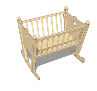 中式婴儿床草图大师模型，婴儿床skb文件下载