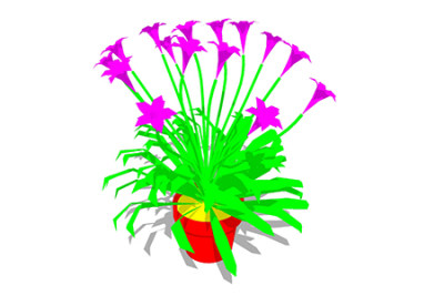大花蕙兰盆栽su模型，手绘绿植草图大师模型下载