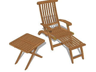 中式实木躺椅草图大师模型，躺椅sketchup模型下载