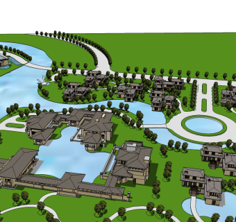 新中式酒店草图大师模型下载、新中式酒店su模型下载