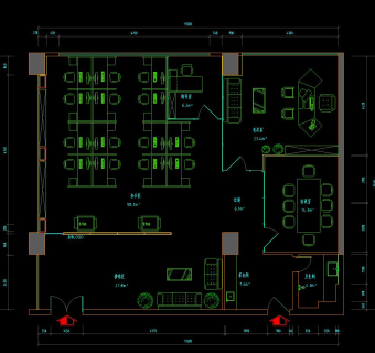 办公室CAD施工图，办公室CAD设计图纸下载