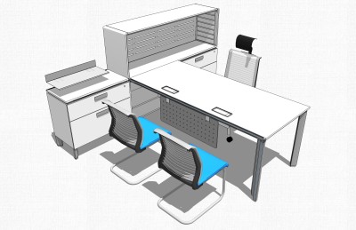 现代简约老板桌su模型，老板桌skp模型下载