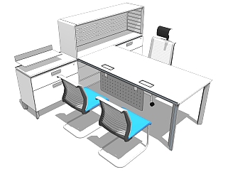 现代简约老板桌su模型，老板桌skp模型下载