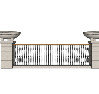 欧式别墅围墙护栏su模型下载、别墅围墙护栏草图大师模型下载