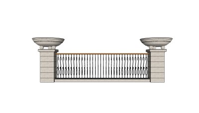 欧式别墅围墙护栏su模型下载、别墅围墙护栏草图大师模型下载