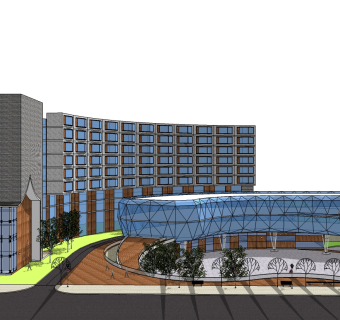 城市酒店草图大师模型下载、城市酒店su模型下载