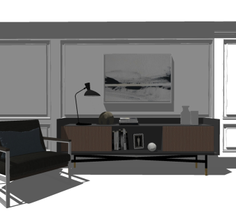 现代轻奢电视柜草图大师模型，电视柜su模型下载